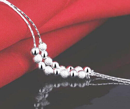 925 Sterling Silver Women's Chain Adjustable To 10" Bead Anklet Bracelet D670