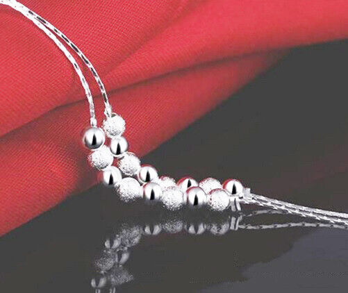 925 Sterling Silver Women's Chain Adjustable To 10" Bead Anklet Bracelet D670