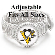 Pittsburgh Penguins Mens Women'S Silver Link Adjustable Hockey Bracelet Gift D11