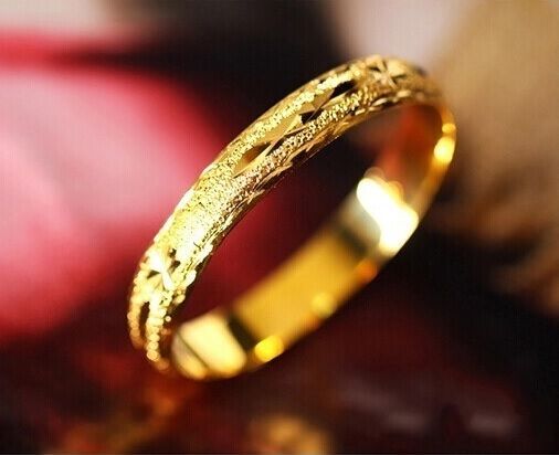 4 Pc Set Lot 18k Gold Large 7-3/4" Womens Opening Bangles Bracelet D623