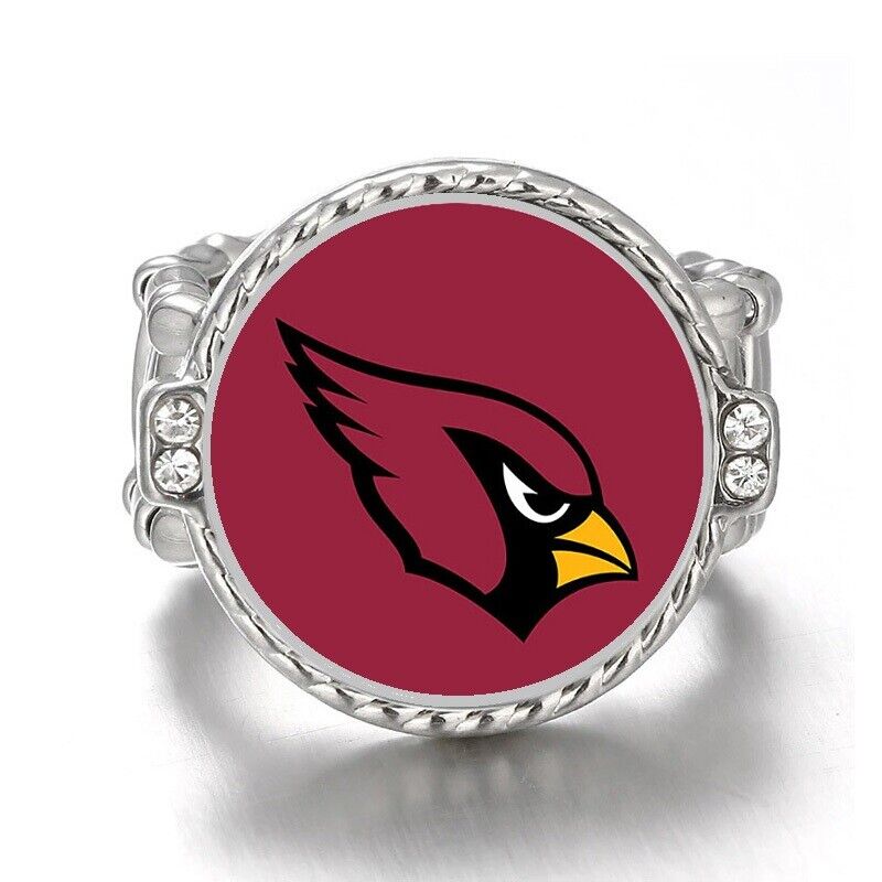 Arizona Cardinals Silver Women'S Crystal Accent Football Ring W Gift Pkg D12