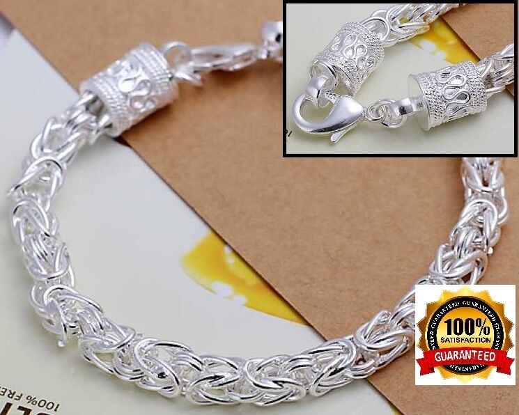 Covet Fashion 925 Sterling Silver Womens Snake Twist Link Chain 7" Bracelet D461