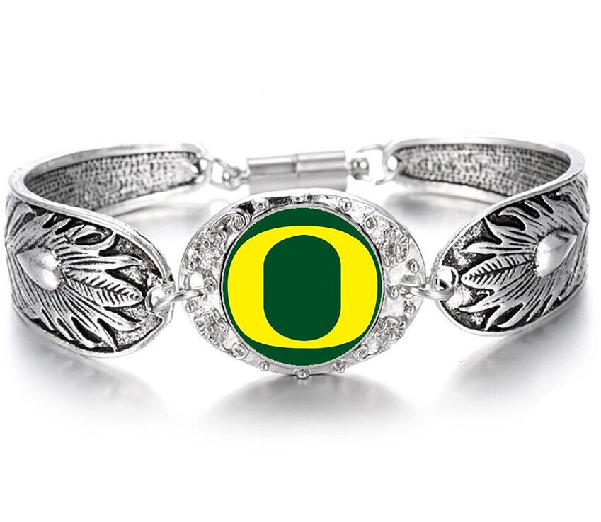2 Pc Gift Set Oregon Ducks Womens 925 Sterling Silver Necklace Bracelet D3D18