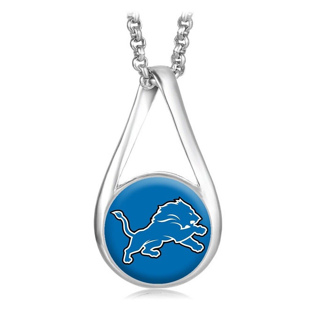 Detroit Lions Womens Sterling Silver Link Chain Necklace With Pendant D28