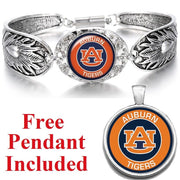 Auburn Tigers Women'S Sterling Silver Bracelet Football Gift D3