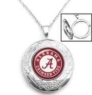 University Alabama Crimson Tide Sterling Silver Link Chain Necklace, Locket D16
