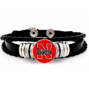 Special University Nebraska Huskers Mens Womens Black Leather Bracelet Wgift D14