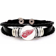 Detroit Red Wings Boys Girls Black Leather Hockey Bracelet Gift D14