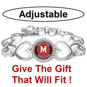Maryland Terrapins Womens Silver Heart Link Bracelet W Gift Pkg D27