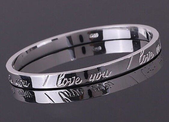 18k White Gold Kid's Girl's Bangle Bracelet +Free Gift Pouch D450