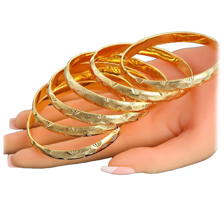18k Yellow Gold Women's Opulent Starburst Design Bracelet Bangle + GiftPkg D226G