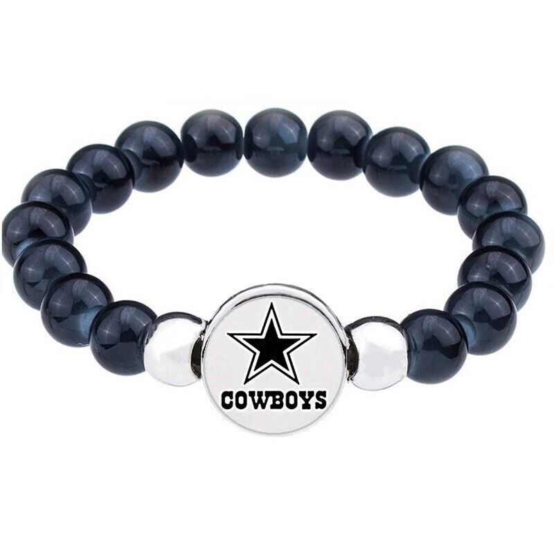 Spec Dallas Cowboys Women'S Men'S Black Beaded Link Bracelet W Gift Pkg D1Wl