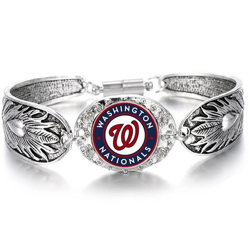 Washington Dc Nationals Women'S Sterling Silver Bracelet Baseball D3