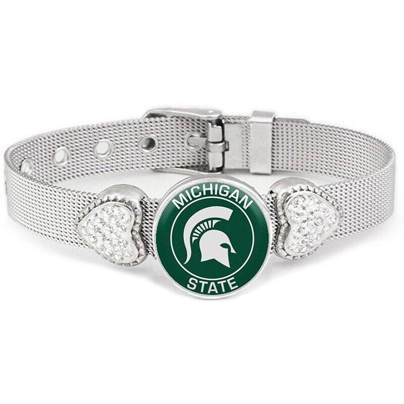 Michigan State University Spartans Women Adjust Silver Bracelet Jewelry Gift D26