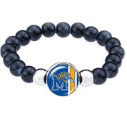 Memphis Tigers Womens Mens Black Bead Link Bracelet University Jewelry W Gift D1