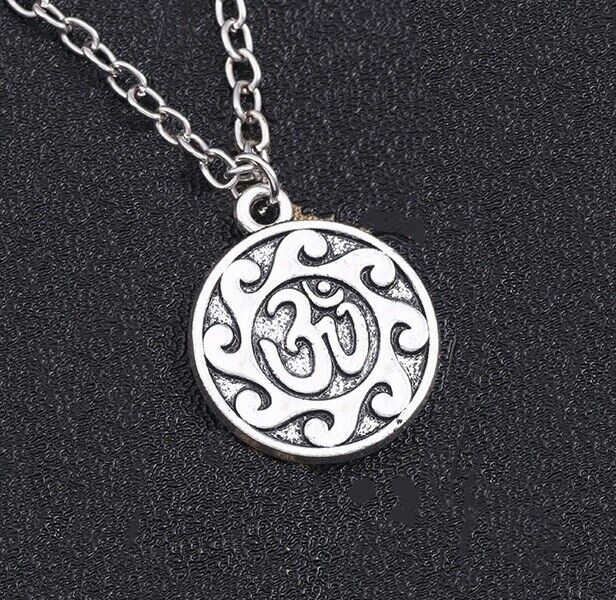 925 Sterling Silver Women's Link Chain 18" Necklace With Yoga Pendant D713A