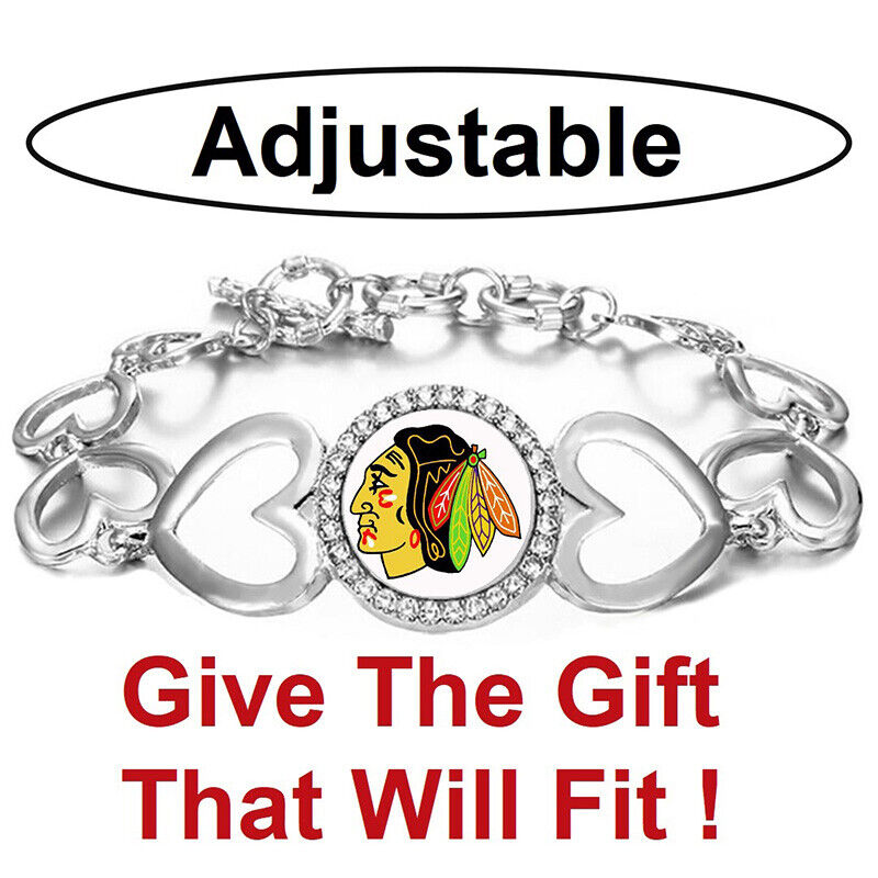 Chicago Blackhawks Hockey Team Womens Silver Bracelet W Gift Pkg D27