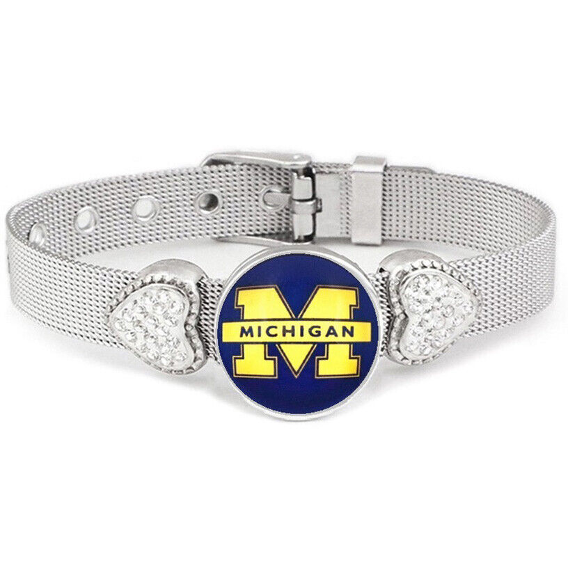 University Of Michigan Wolverines Womens Adjust Silver Bracelet Jewelry Gift D26