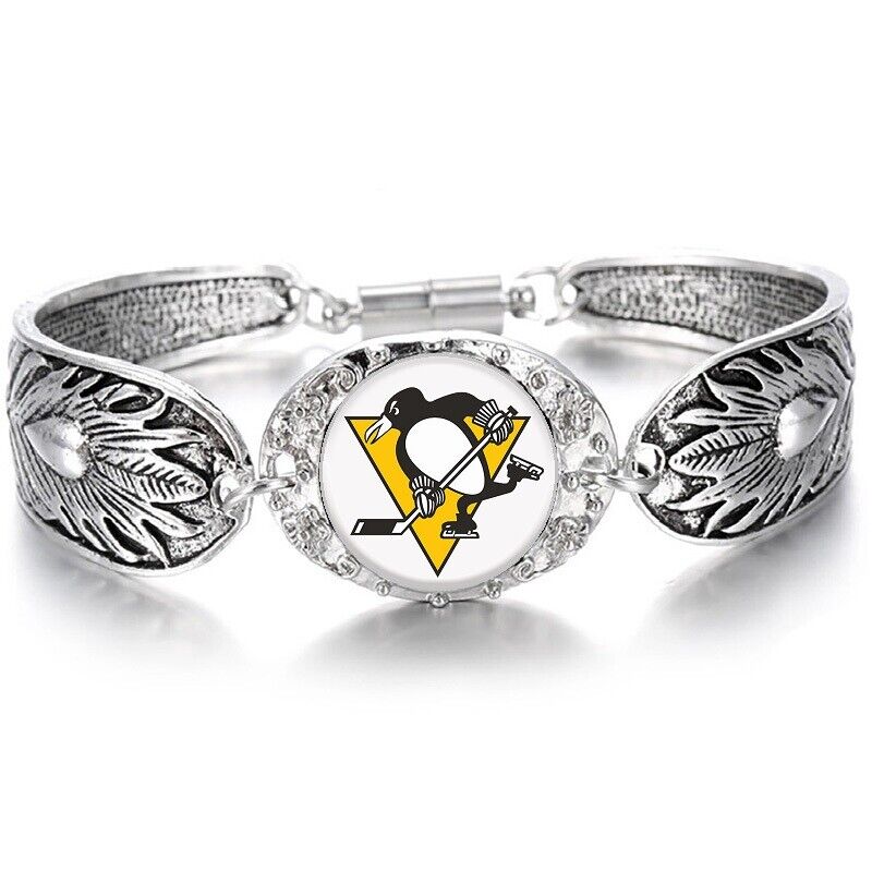 Pittsburgh Penguins Hockey Fan Women'S Sterling Silver Bracelet Jewelry Gift D3