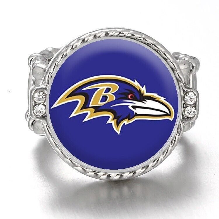 Baltimore Ravens Silver Women'S Crystal Accent Football Ring W. Gift Pkg D12