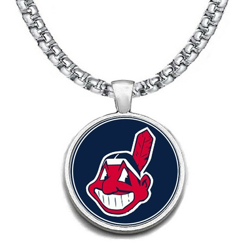Large Cleveland Indians Mens 24" Chain Stainless Pendant Necklace Free Ship' D30