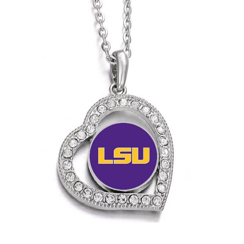 Purple Lsu Tigers Womens Sterling Silver Link Chain Necklace With Pendant D19
