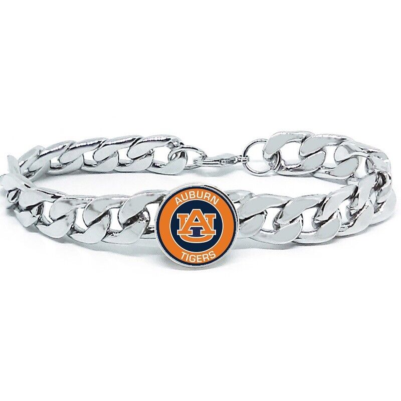 Auburn Tigers Mens Link Chain Bracelet State College Gift D4