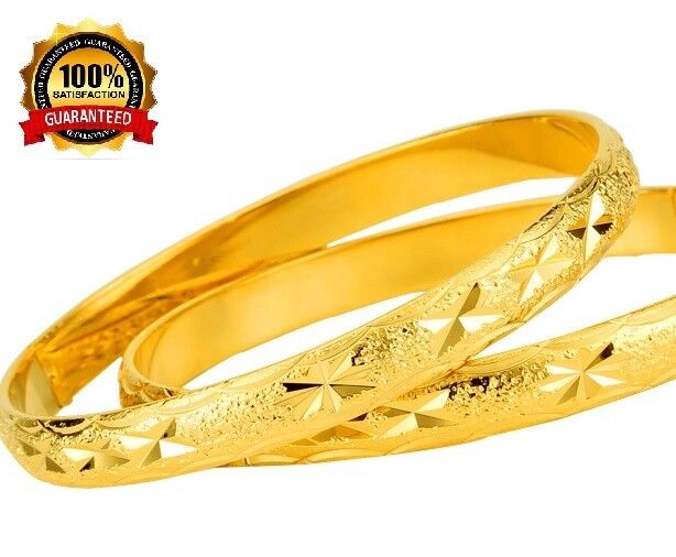 18k Yellow Gold Bracelets Bangle Womens Opulent Design Opening GiftPouc D415-2