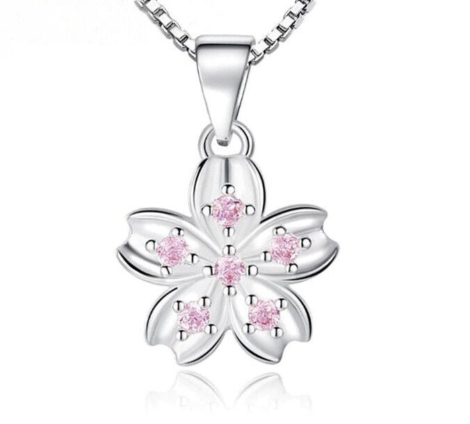 925 Sterling Silver Women's Elegant Flower 20" Chain Link Necklace wGiftPkg D677
