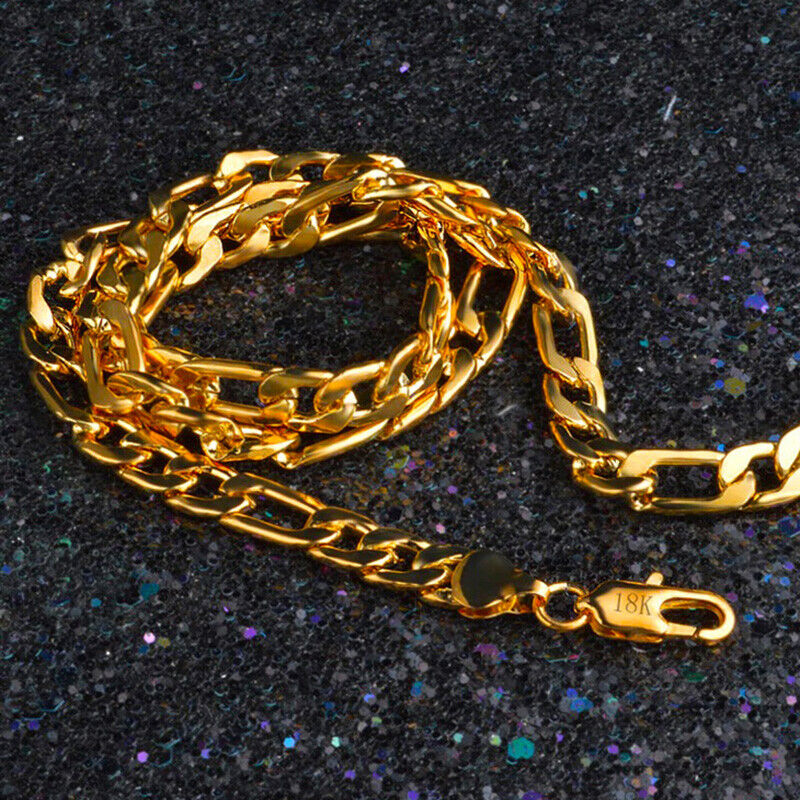 18k Yellow Gold Mens 8mm Curb Link 24" Chain Filled Necklace w Gift Pkg D292