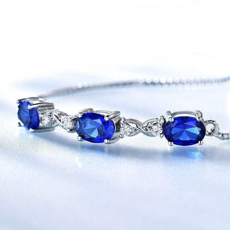 925 Sterling Silver Womens Tanzanite Gemstone Bolo Tennis Bracelet D304