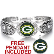 Green Bay Packers Women'S Sterling Silver Bracelet Football Gift W Gift Pkg D3