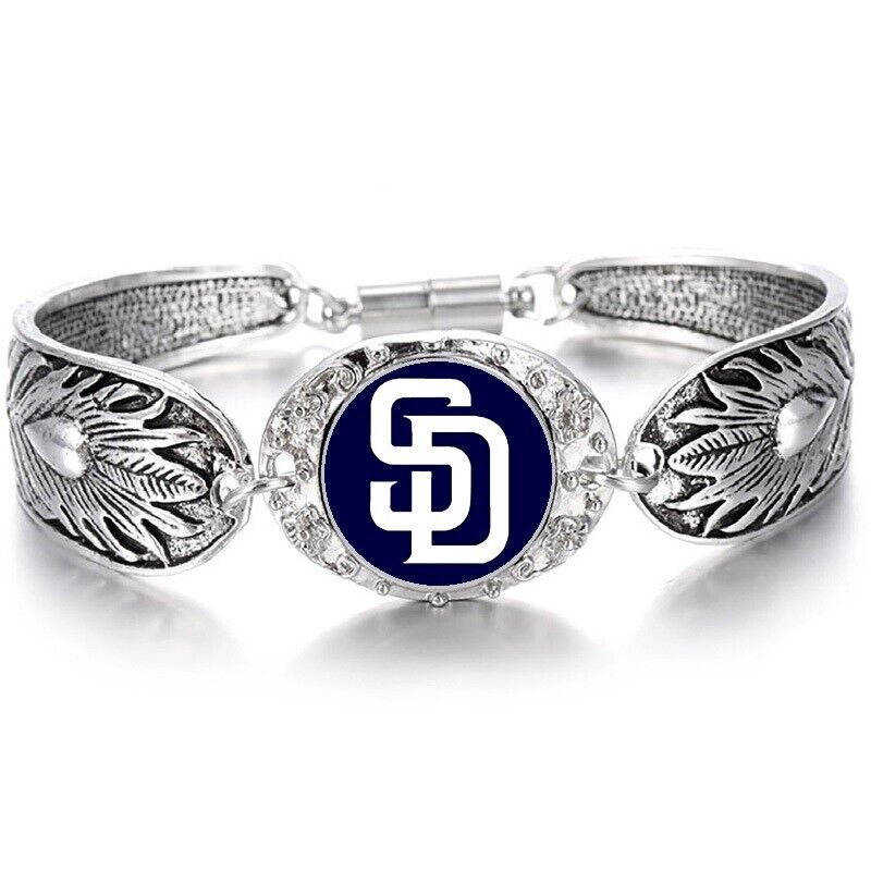 San Diego Padres Women'S Sterling Silver Bracelet Baseball W Gift Pkg D3