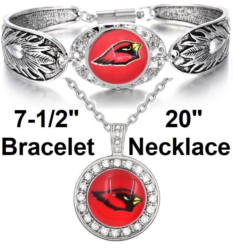 Arizona Cardinals Gift Womens 925 Sterling Silver Necklace Bracelet Set D3D18