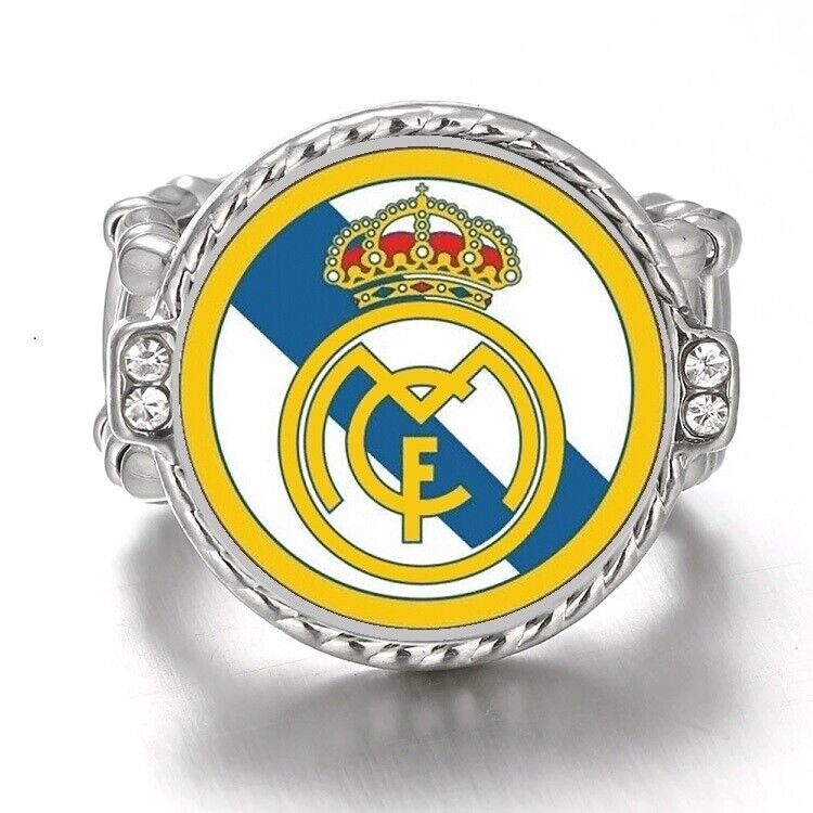 Real Madrid Silver Women'S Crystal Accent Futbol Soccer Ring W Gift Pkg D12