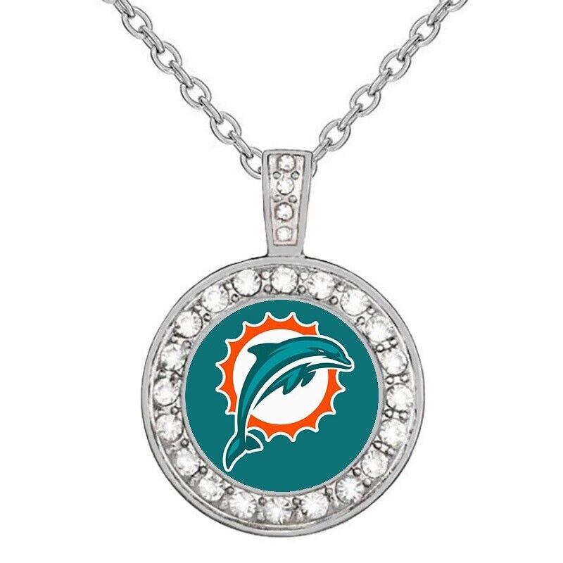 Miami Dolphins Elegant Womens 925 Sterling Silver Necklace Football D18