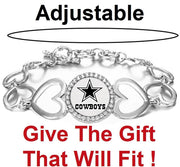 Special Dallas Cowboys Womens Silver Heart Link Adjust. Bracelet Gift D27