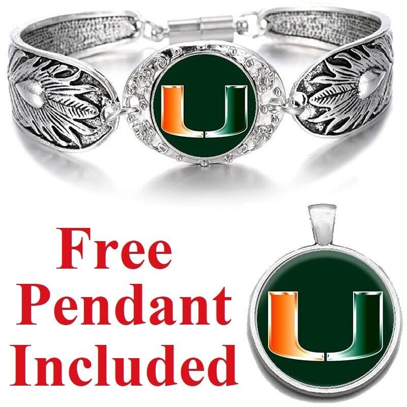 University Of Miami Hurricanes Special Women'S Sterling Silver Bracelet Gift D3S