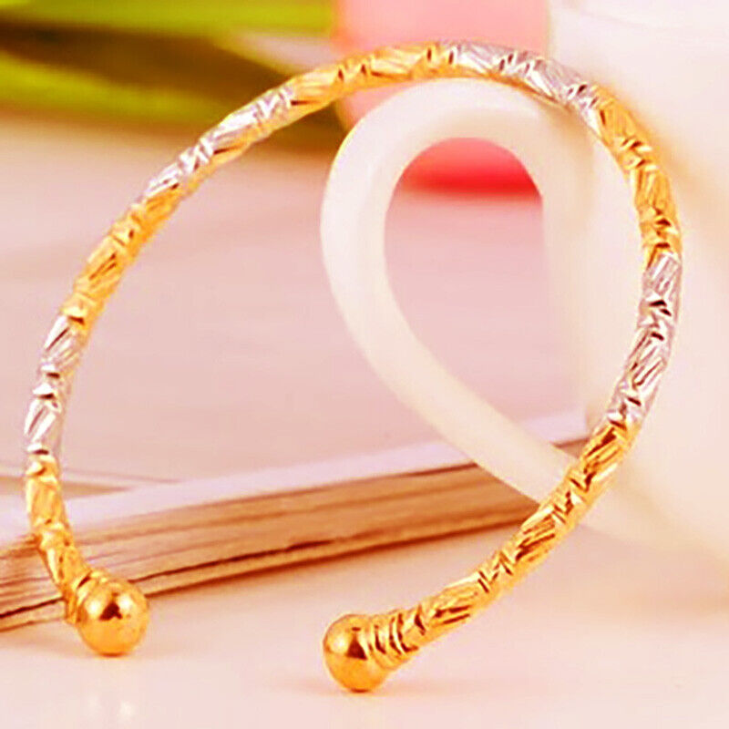18k Gold Womens Italian Cut Adjustable 6" 7" 7.5" Cuff Bangle Bracelet w Gift Pk