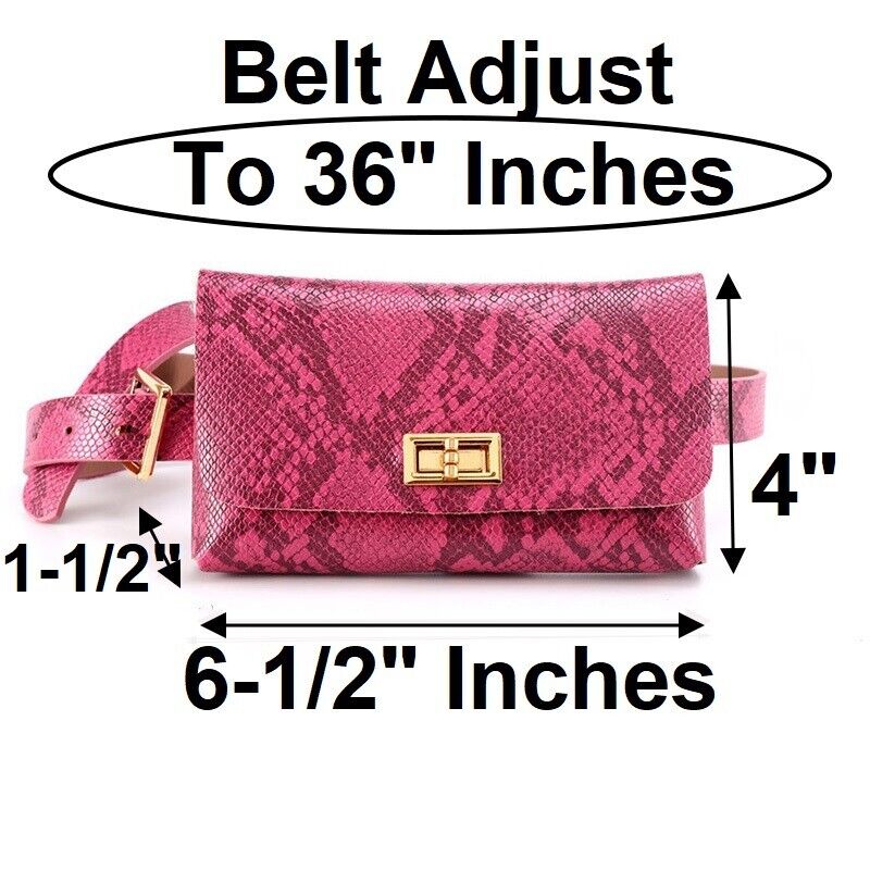 2 Pc. Leather Hot Pink Belt And Waist Clutch Handbag Evening Bag Purse D811P