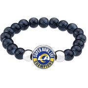 Special Los Angeles La Rams Super Bowl Womens Men Black Beaded Chain Bracelet D1