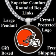 Cleveland Browns Mens Womens Stainless Steel 20" Chain Link Pendant Necklace D30