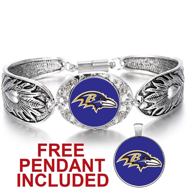 Baltimore Ravens Women'S Sterling Silver Bracelet Football Gift W Gift Pkg D3