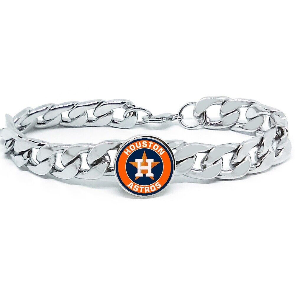 Special Houston Astros Silver Mens Curb Link Chain Bracelet Gift D4R