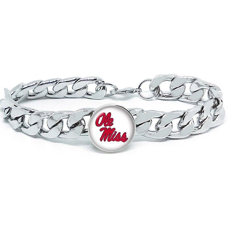 Ole Miss Mississippi University Rebels Mens Womens Link Chain Bracelet Gift D4