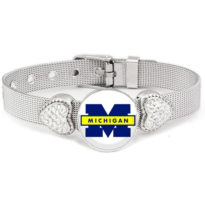 Special University Of Michigan Womens Adjust Silver Bracelet Jewelry Gift D26