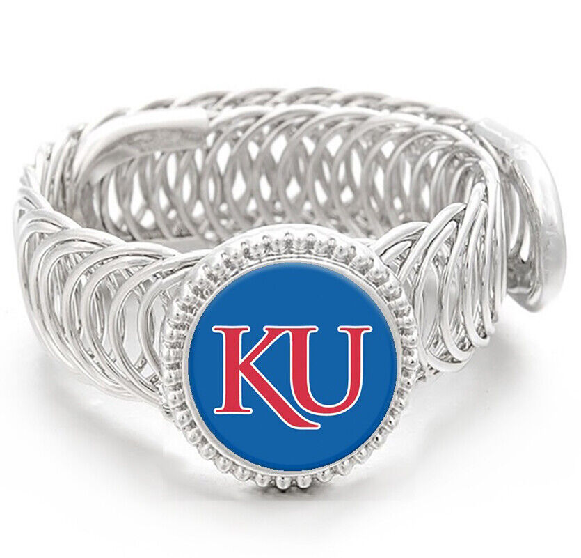 Ku Kansas Jayhawks Mens Silver Adjustable Chain Bracelet Jewelry W Gift Pkg D11