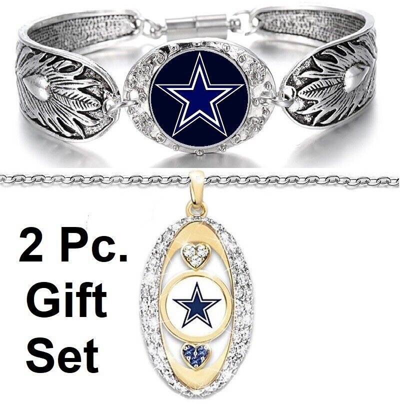 Spec Dallas Cowboys Gift Set Sterling Silver Necklace And Pendant, Bracelet D3D7