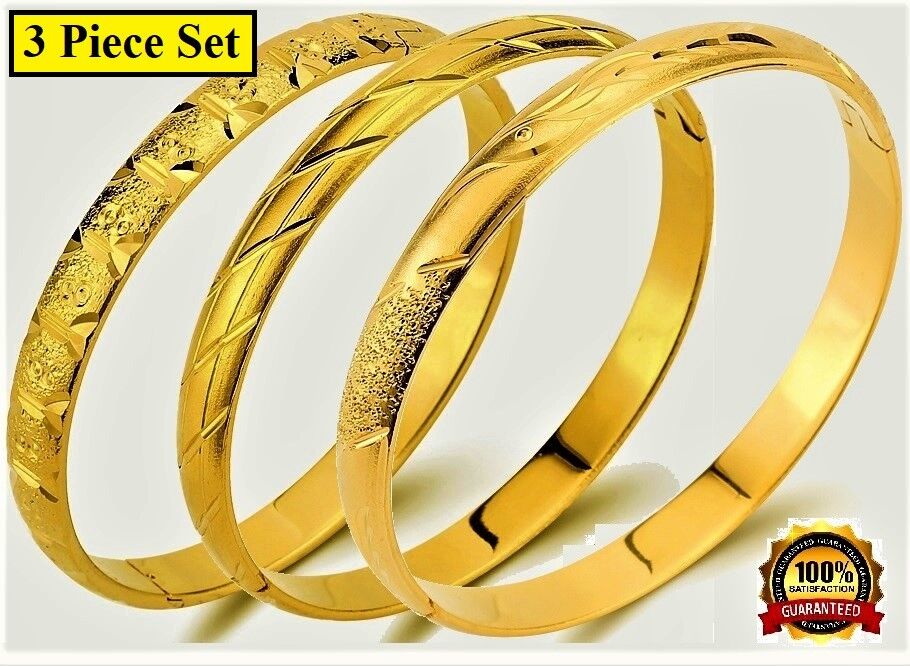 18k Gold Bracelets Bangle Womens Elegant Opening w GiftPkg D415346-3PS