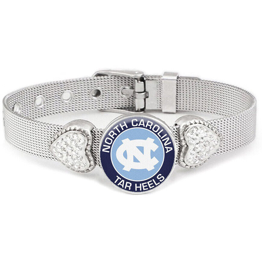 North Carolina Tar Heels Womens Adjust. Silver Bracelet Jewelry Gift D26